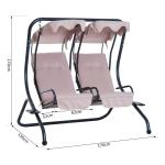 Outsunny 2-zits Hollywoodschommel tuinschommel met zonnedak staal beige tuin