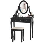 make-uptafel met inklapbare spiegel kaptafel toilettafel houten poten wit(c-3)