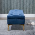 HOMCOM zitbank bedbank schoenenbank verhoogde poten fluweel blauw