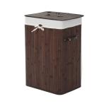 HOMCOM Wasmand waskist wasbox waskorf hoekig bamboe 72 l grijs