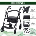HOMCOM rollator met stoel inklapbare rollator met rem tas in hoogte verstelbaar(c-2)