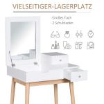 HOMCOM make-uptafel kaptafel toilettafel met inklapbare spiegel