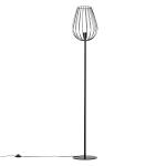 HOMCOM Staande lamp retro industrieel met metalen rooster kooi lampenkap & metalen voet