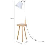 HOMCOM staande lamp voor woonkamer, staande lamp, staande lamp, booglamp met houten tafel, Scandinavische stijl, staal, wit, 42 x 42 x 144 cm woonkamer staande lamp tafel staal wit | Aosom.de