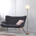 HOMCOM Woonkamer vloerlamp staande lamp vloerlamp metaal met glas goud 25 x 25 x 171cm