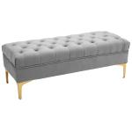 HOMCOM Zitbank, bedbank, schoenenbank met verhoogde poten, slaapkamer, fluweel blauw 118 x 45 x 42 cm