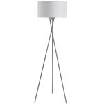 HOMCOM Vloerlamp staande lamp stoffen kap driedubbele metalen voet zilver + wit 48 x4 8 x 162