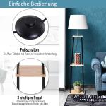 Staande lamp met 3 planken stalamp polyester katoen metaal zwart(c-16)