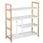 HOMCOM Grenenhout schoenenrek schoenenrek met 4 planken plank voor schoenenlaarzen wit