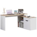 bureau met plank computerbureau werktafel bureau zwart/wit(c-4)