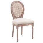 HOMCOM eetkamerstoel keukenstoel gepolsterde stoel leunstoel rotan stoel retro beige 50 x 54,5 x 97 cm | Aosom.de