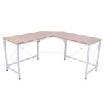 HOMCOM Computertafel L-vormig hoekbureau MDF naturel / zwart hoekbureau