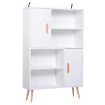HOMCOM® staande boekenkast met 8 vakken 100 kg draagvermogen grenen hout wit 80 x 23,5 x 123 cm | Aosom.de