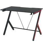 HOMCOM Gamingtafel bureau computertafel met koptelefoonhaak staal + MDF zwart