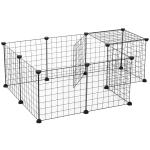 Puppy-uitloop ren buitenverblijf box puppy afrastering 125 x 80 x 70 cm staal zwart(c-4)