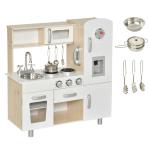 HOMCOM Kinderkeuken met accessoires droomkeuken speelkeuken speelgoedkeuken grenenhout MDF wit
