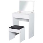 make-uptafel met inklapbare spiegel kaptafel toilettafel houten poten wit(c-4)