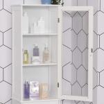 Kleankin badkamerkast badkamermeubel vitrine keukenkast met lade MDF acryl wit
