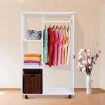 HOMCOM® mobiele kleerkast garderobekast houten kast gangkast open wit