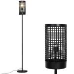 Staande lamp met 3 planken stalamp polyester katoen metaal zwart(c-17)
