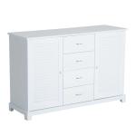 HOMCOM dressoir kast halkast badkamerkast ladekast louvredeur wit 120x40x80 cm