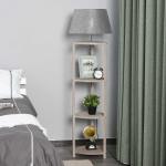HOMCOM staande lamp vloerlamp stalamp plank hout Scandinavisch grijs