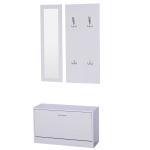 HOMCOM 3-delige garderobeset, schoenenkast, wandspiegel, garderobe, hal 2 kleuren