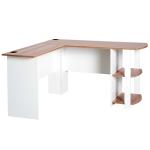 HOMCOM hoekschrijftafel hoek schrijftafel computertafel opbergvak kantoor zwart/walnoot