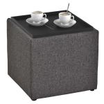HOMCOM Poef met opbergruimte ottoman poef linnen donkergrijs 42 x 42 x 41 cm