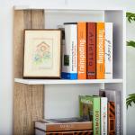 HOMCOM vrijstaande stelling boekenkast 5-niveaus kantoorplank opslagplank eiken + wit