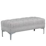 HOMCOM® gepolsterde bank bank retro linnen metalen poten zitbank lounge retro, linnen + metaal, grijs, 108 lx44 bx44 h cm