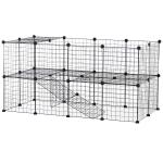 Puppy-uitloop ren buitenverblijf box puppy afrastering 125 x 80 x 70 cm staal zwart(c-2)