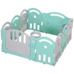 HOMCOM babybox barrière 12 elementen beschermende box tandwielen HDPE roze(c-5)