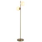 HOMCOM Staande lamp schemerlamp vloerlamp 2 glazen kappen goud + wit