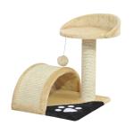 PawHut Krabboom met speelballen kattenkrabboom krabpaal sisaltouw beige