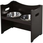 PawHut In hoogte verstelbare voerbak voor honden, voerbak, voerbak voor katten, roestvrij staal, donkerbruin