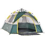 tent voor 3-4 personen, kampeertent met haringen, koepeltent, polyester, groen