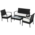 Polyrotan zitgroep 7-delig. Tuinset lounge tuin met zwarte kussens