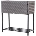 Outsunny® verhoogd bed, bloembak, bloempot met plank, irrigatie, rotan bruin 70 x 30 x 72 cm | Aosom.de