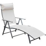 Outsunny ligbank strandbed ligbank voor buiten relax ligbed inklapbaar met kussen strand metaal + stof crèmewit 137 x 63,5 x 100,5 cm | Aosom.nl