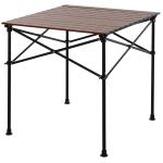 Outsunny campingtafel met houtnerf, klaptafel, picknicktafel, aluminium legering, donkerbruin, 70 x 70 x 70 cm houtnerf klaptafel picknicktafel aluminium legering donkerbruin | Aosom.nl
