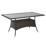 Outsunny Polyrotan tuintafel glazen tafel eettafel tuinmeubelen tafel metaal 150 x 85 x 74 cm