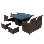 Outsunny Poly-rotan zitgroep 21-delig Zitset met kussens, tuinmeubelen, aluminium bruin