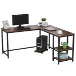 HOMCOM Computertafel L-vormig hoekbureau MDF + stalen bureau 150 x 150 x 76cm