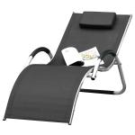 Outsunny Tuinstoelen met kussens ligbed relaxstoel ergonomisch aluminium Texteline