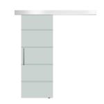HOMCOM glazen schuifdeur schuifdeur deur kamerdeur met handgreep eenzijdig gesatineerd met stroken 2050 x 900 mm