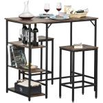 HOMCOM bartafelset, bartafel met 2 barkrukken 3-delig Placemat met planken staal