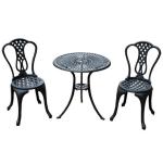 Outsunny Metal Frame Slatted Outdoor Garden Bistro Set Black(c-2)