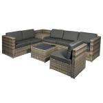 Outsunny 8 Pcs Rattan Sofa Furniture Set W/Cushions, Steel Frame-Brown(c-1)