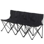 Outsunny 4-Seater Folding Steel Camping Bench w/ Cooler Bag Black(c-1)